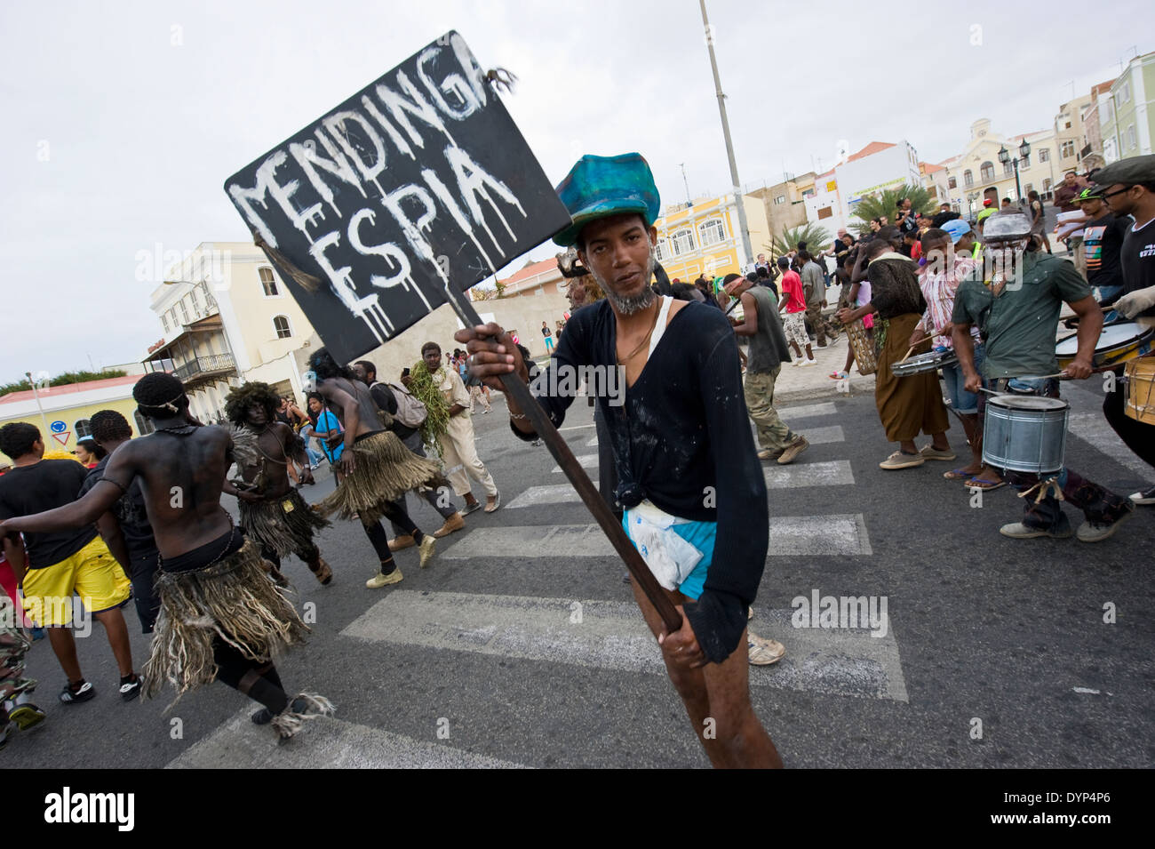 Mandinga parade in Mindelo, Cabo Verde - an African tradition in Stock