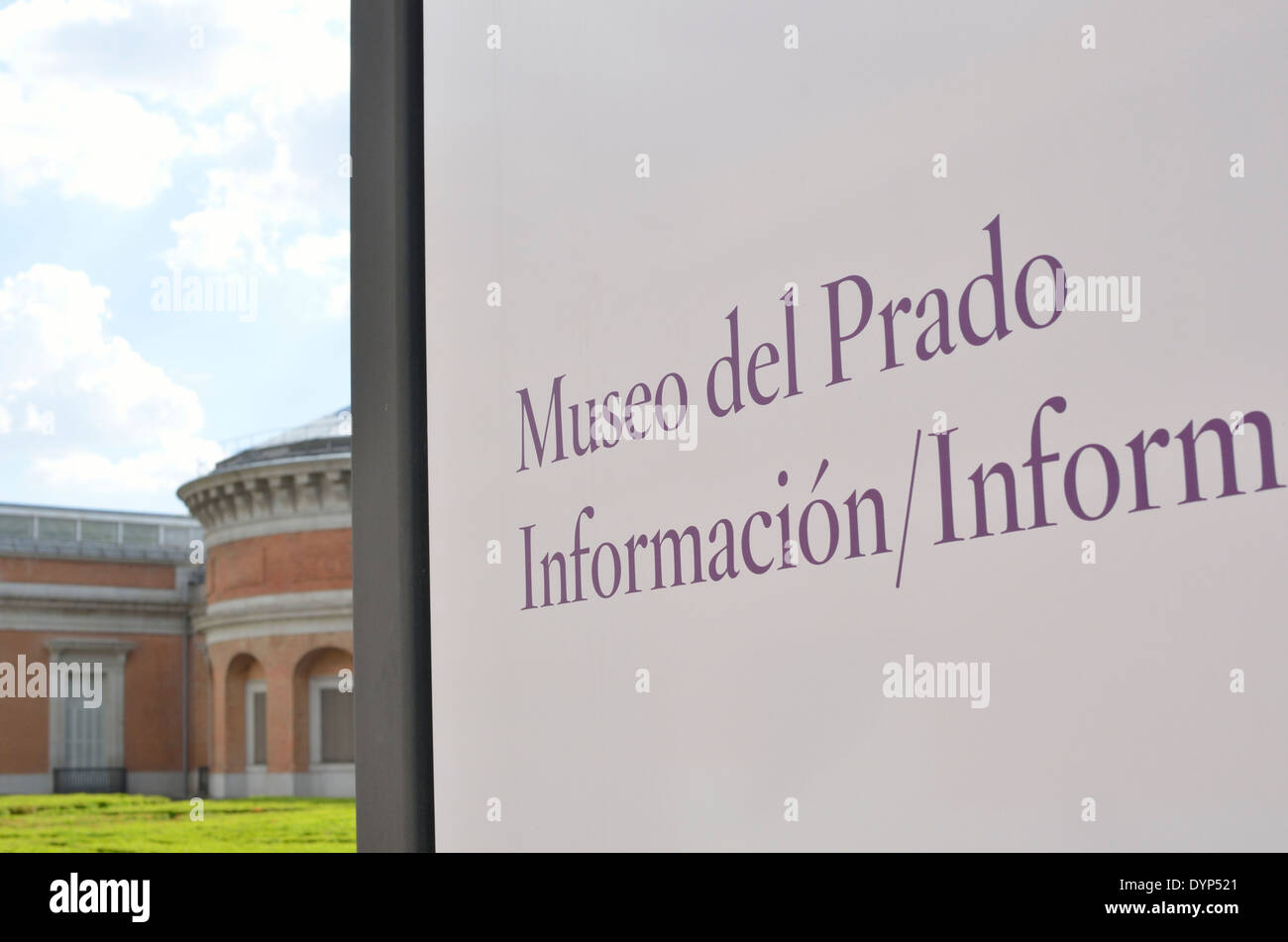Museo del Prado (Prado Museum) Information Sign, Madrid Spain Stock Photo