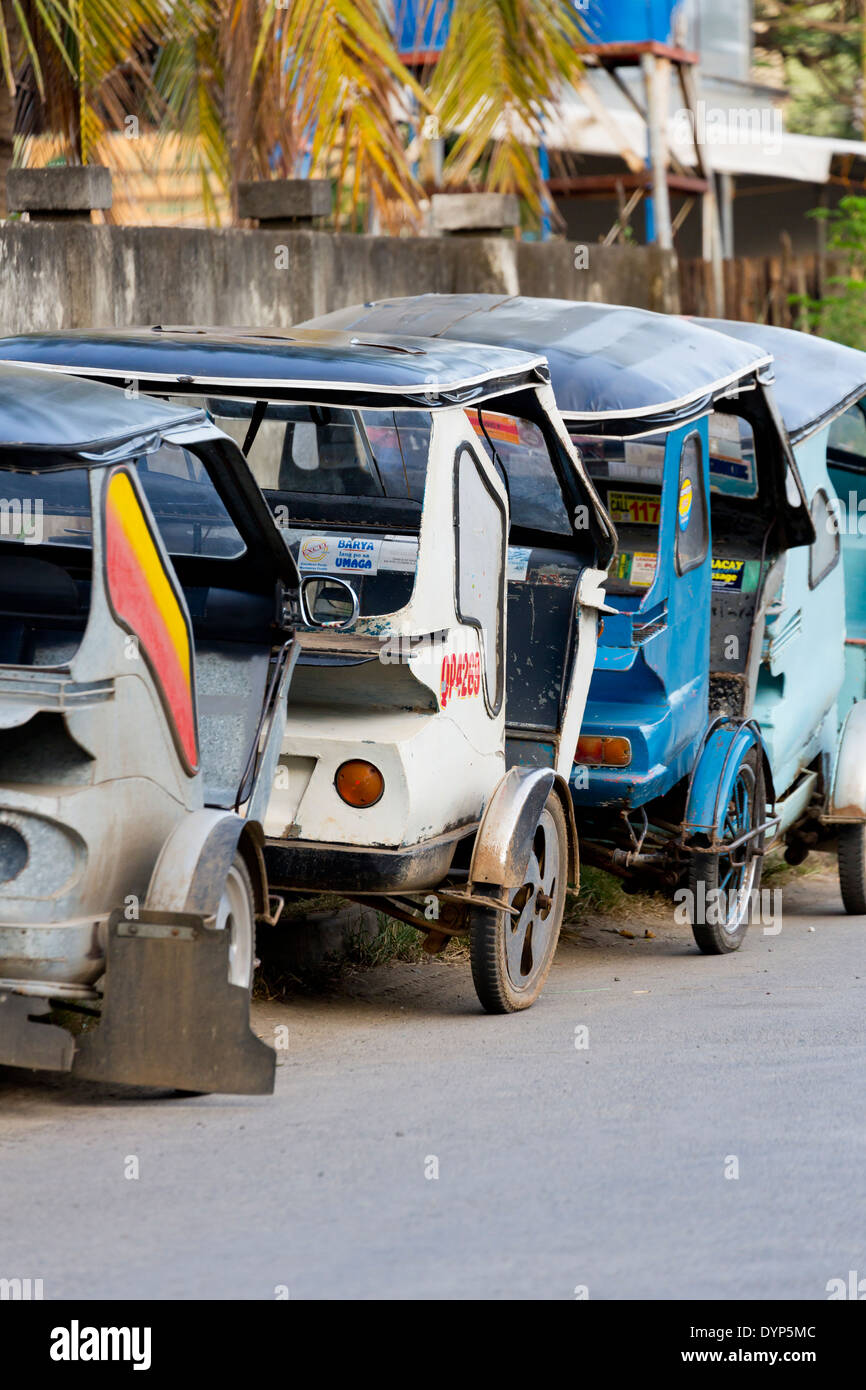 Typical Tricycles in Puerto Princesa, Palawan, Philippines Stock Photo