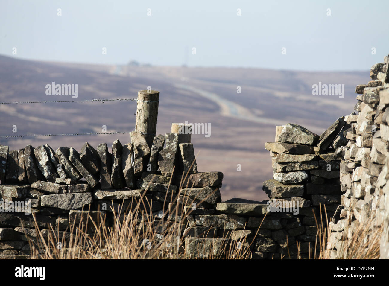 Stile over drystone wall at Axe Edge in the Peak District National Park
