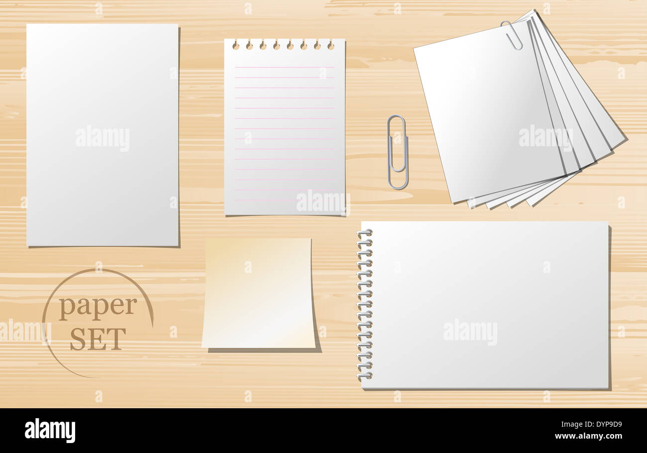Set of paper sheets, lined paper and note - vector illustration Stock ...