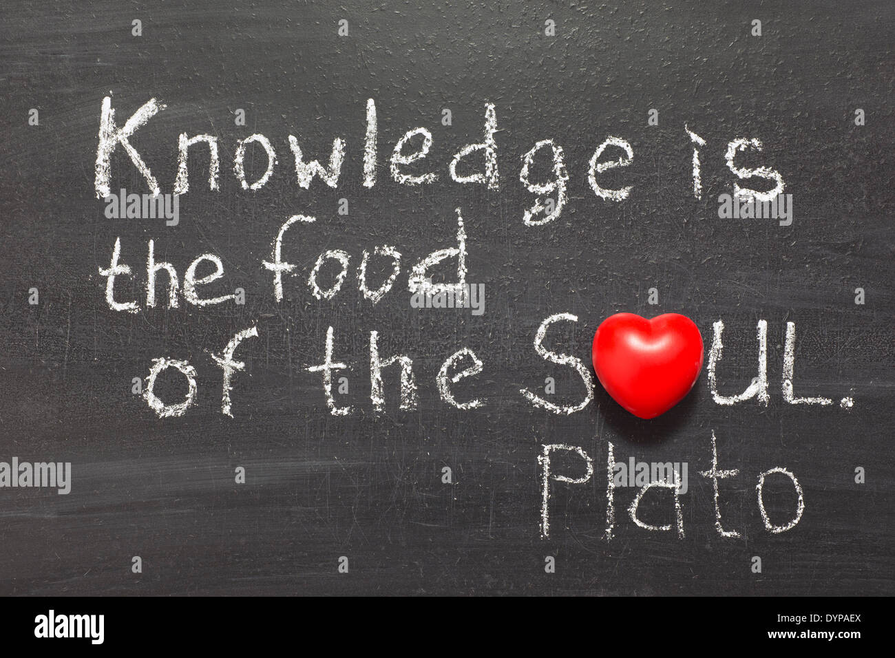 famous ancient Greek philosopher Plato quote interpretation handwritten on blackboard Stock Photo