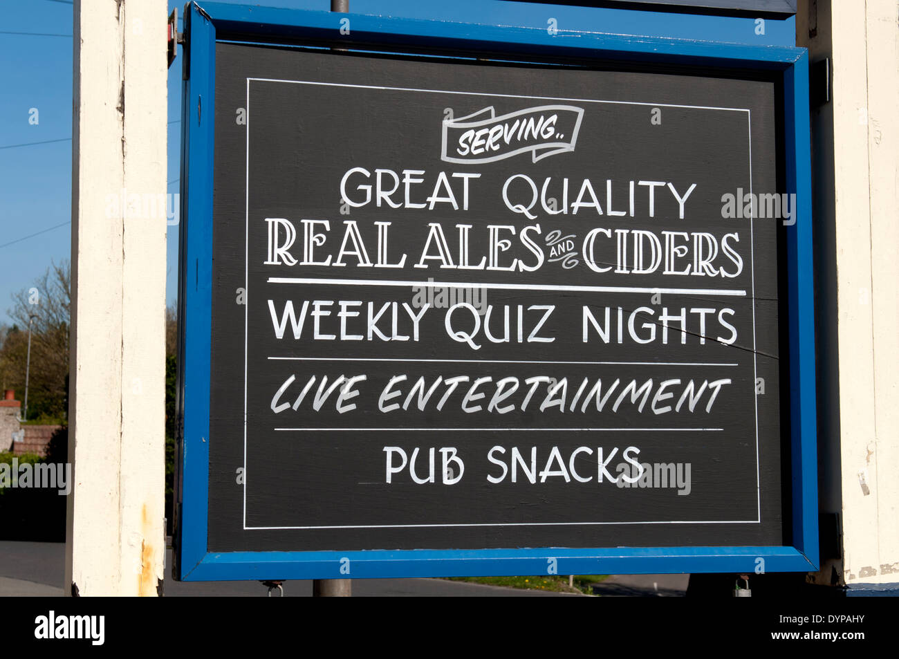 Sign outside The Blue Bell pub, Sandiacre, Derbyshire, England, UK Stock Photo