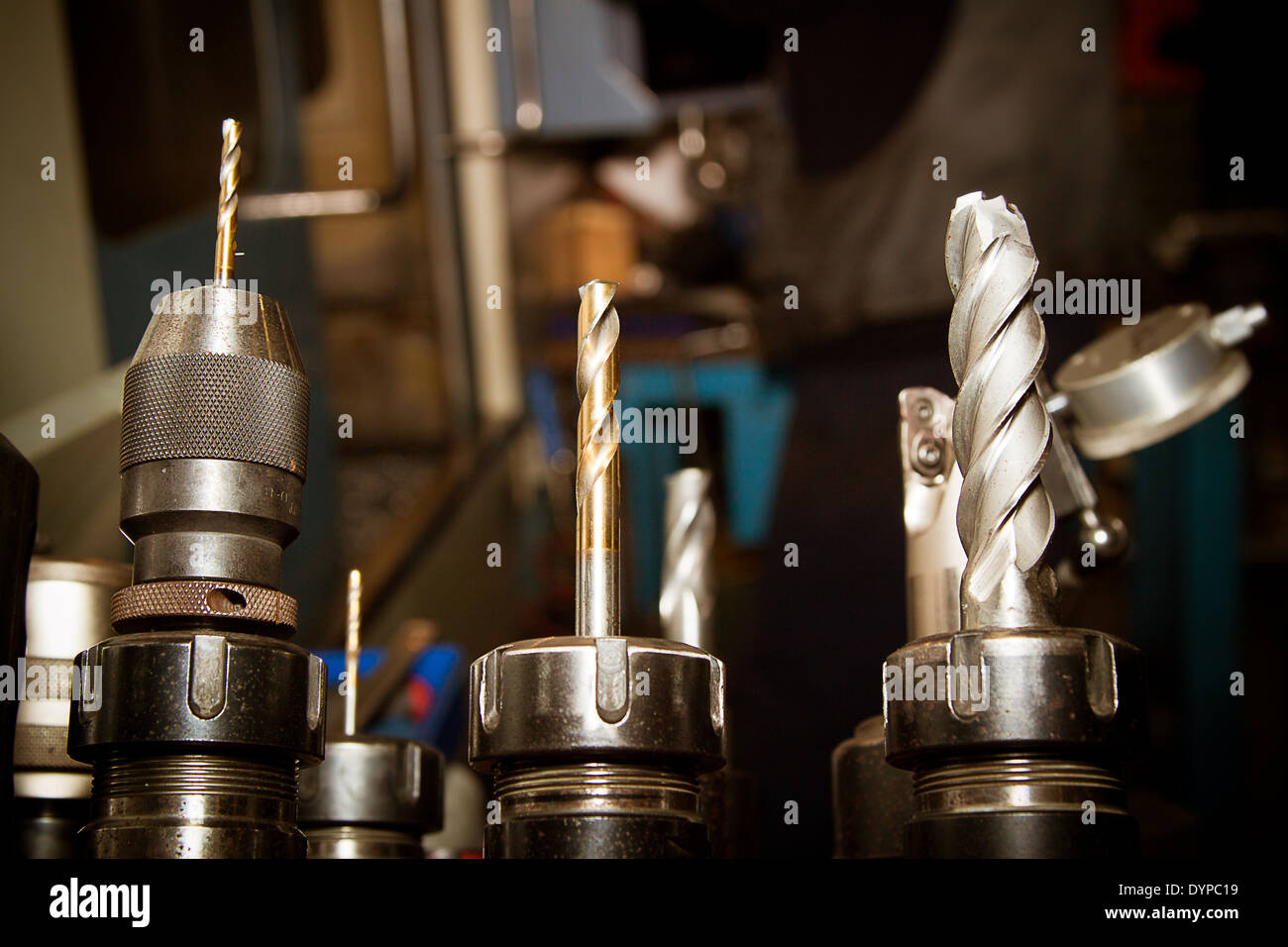 Drilling machine bits in a high precision mechanics plant Stock Photo Alamy