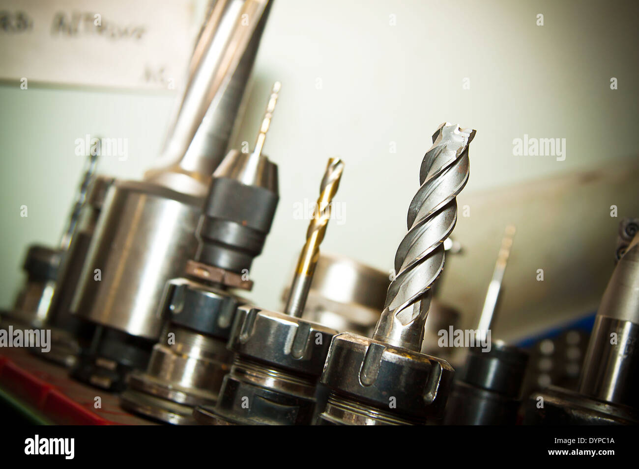 Detail of drilling machine bits in a high precision mechanics plant Stock Photo Alamy