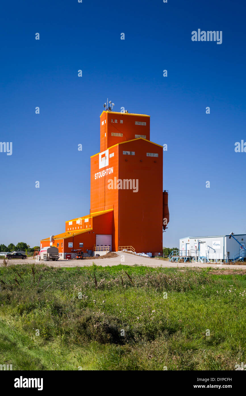 An inland grain handling terminal at Stoughton, Saskatchewan, Canada. Stock Photo