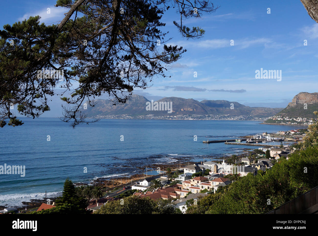 View of Kalk Bay Harbour from Boyes Drive. Stock Photo