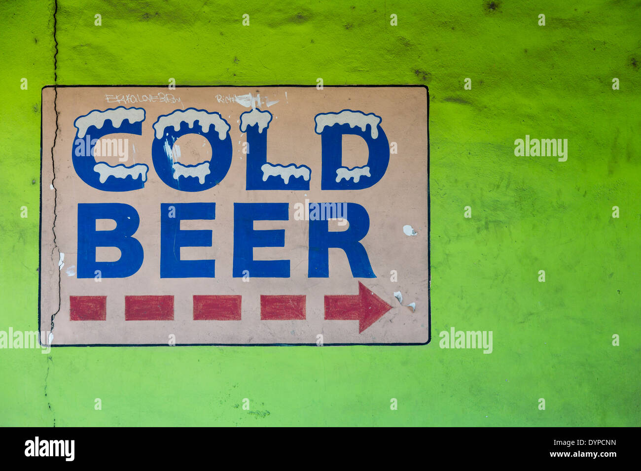 Cold Beer Sign in Angeles City, Luzon, Philippines Stock Photo