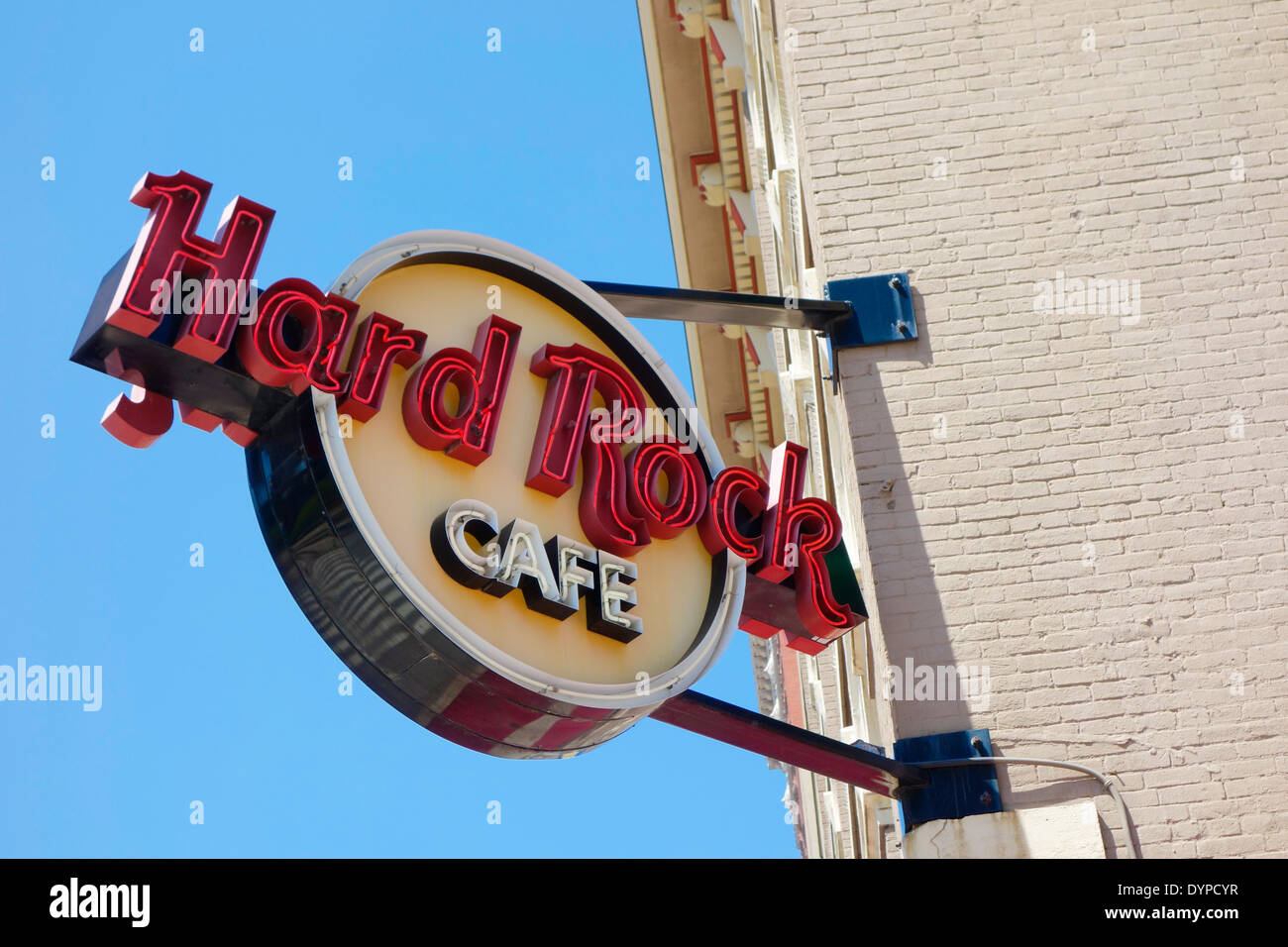 USA, Indiana, Indianapolis. Hard Rock Cafe Sign Stock Photo