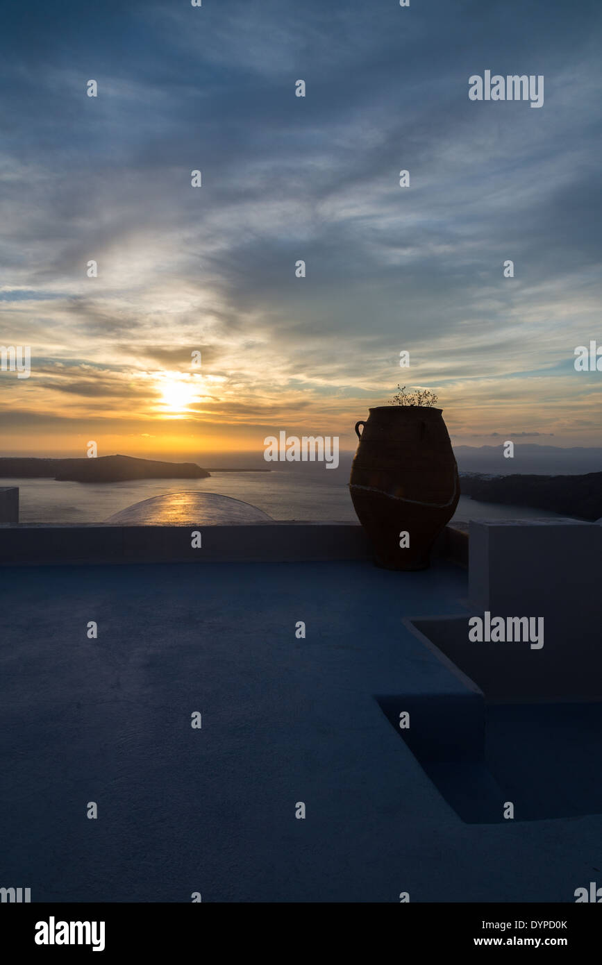 Sunset in Santorini, Greece Stock Photo
