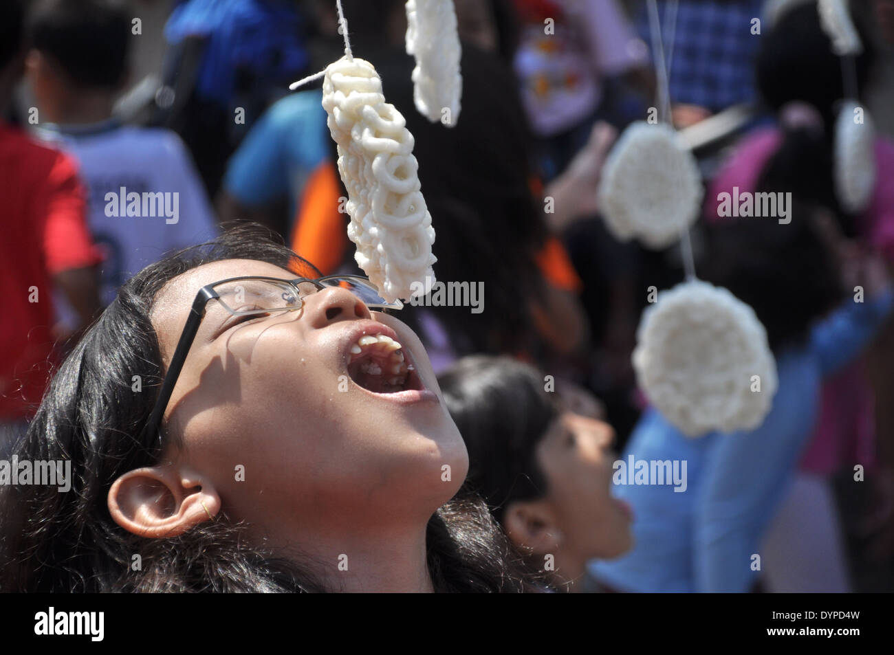 Cracker eating contest is one of the activities to celebrate the Republic of Indonesia