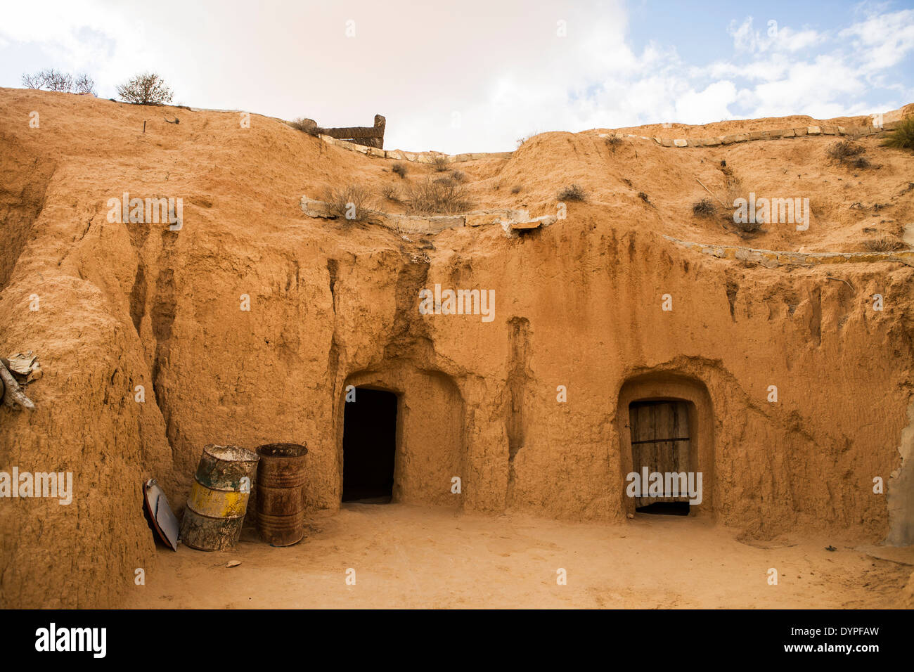 Mud huts of Berber communities in Tunisia. Stock Photo