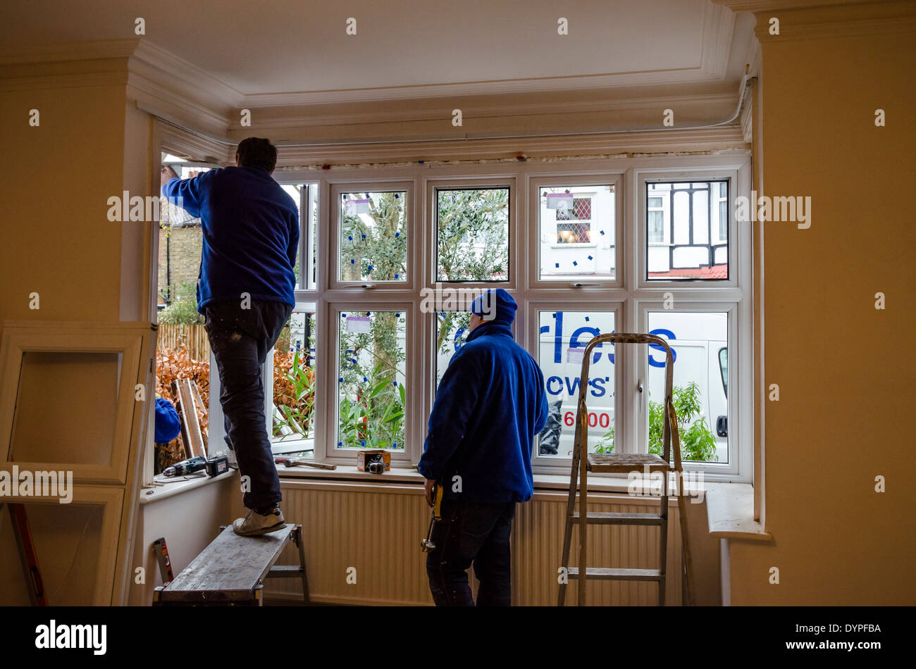 An Edwardian house having replacement windows fitted Stock Photo Alamy
