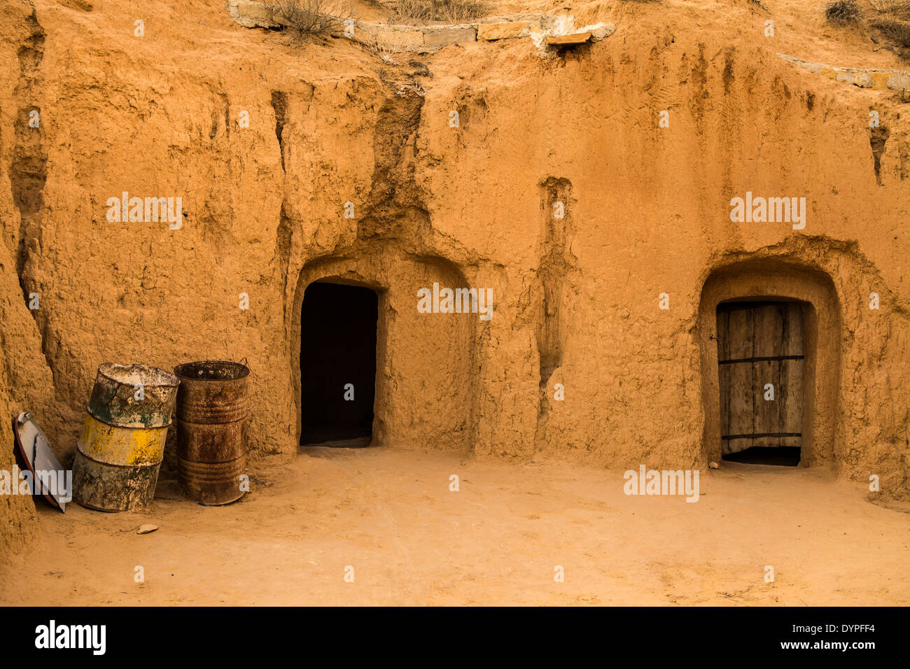Mud huts of Berber communities in Tunisia. Stock Photo