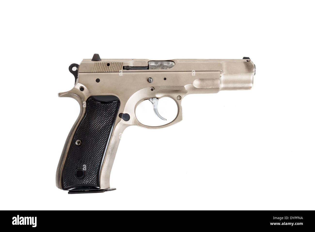 real Semi automatic gun isolated on white background Stock Photo - Alamy