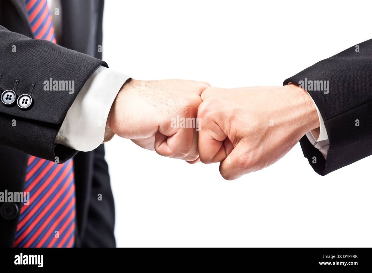 two businessman shaking hands on a white background Stock Photo