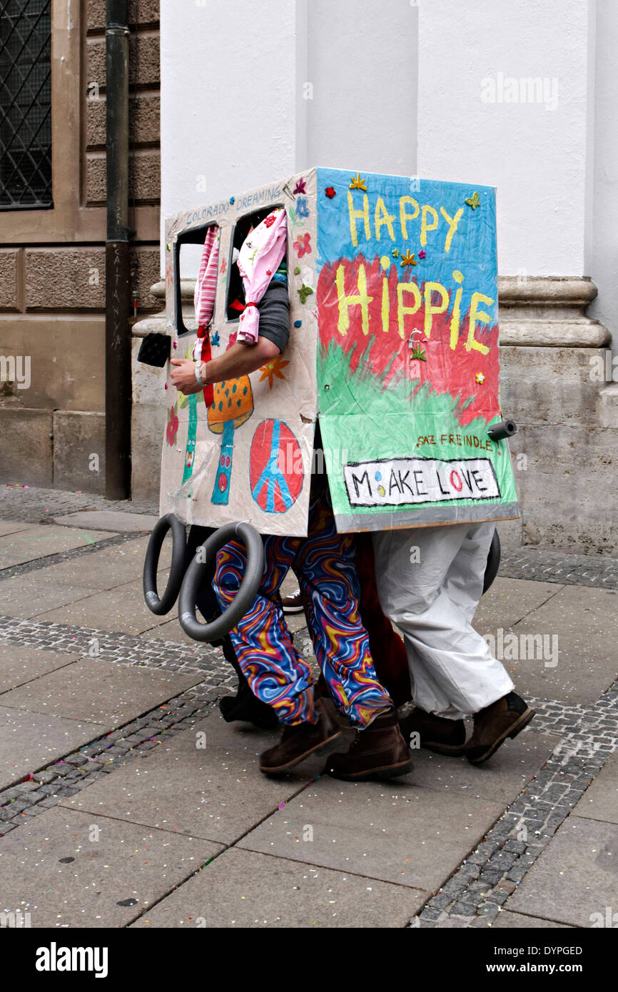 Happy Hippie, Fasching street party, Munich, Upper Bavaria, Germany, Europe  Stock Photo - Alamy