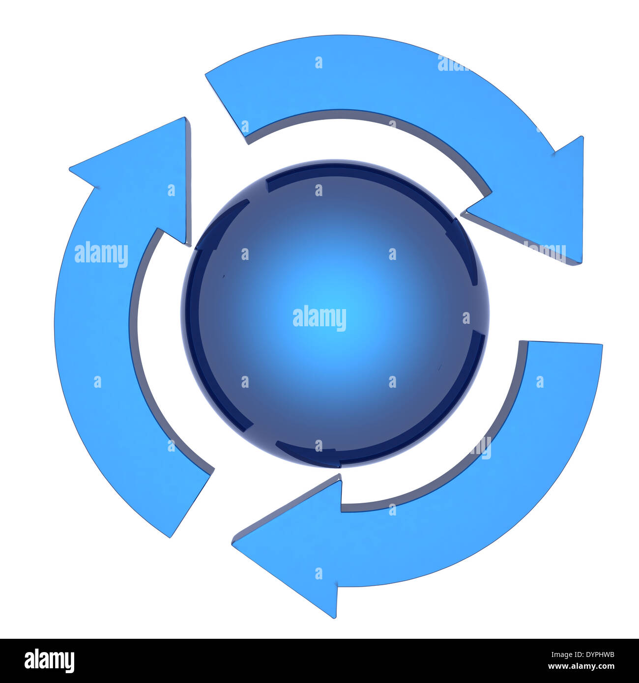 Abstract Blue Sphere And Arrow On A White Background Stock Photo Alamy