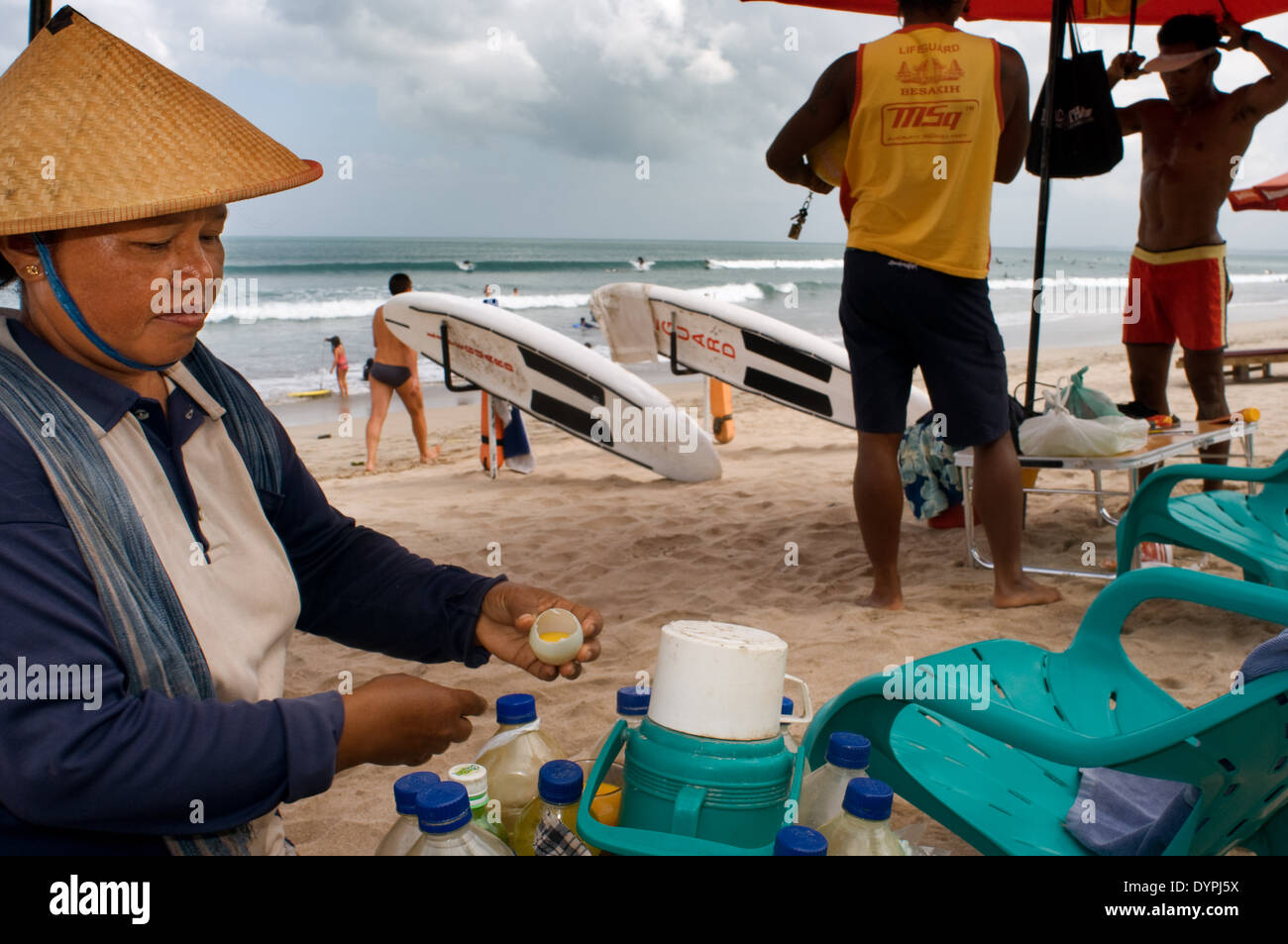 Surfers on the beach of Kuta. Surfing lessons. Bali. Kuta is a coastal