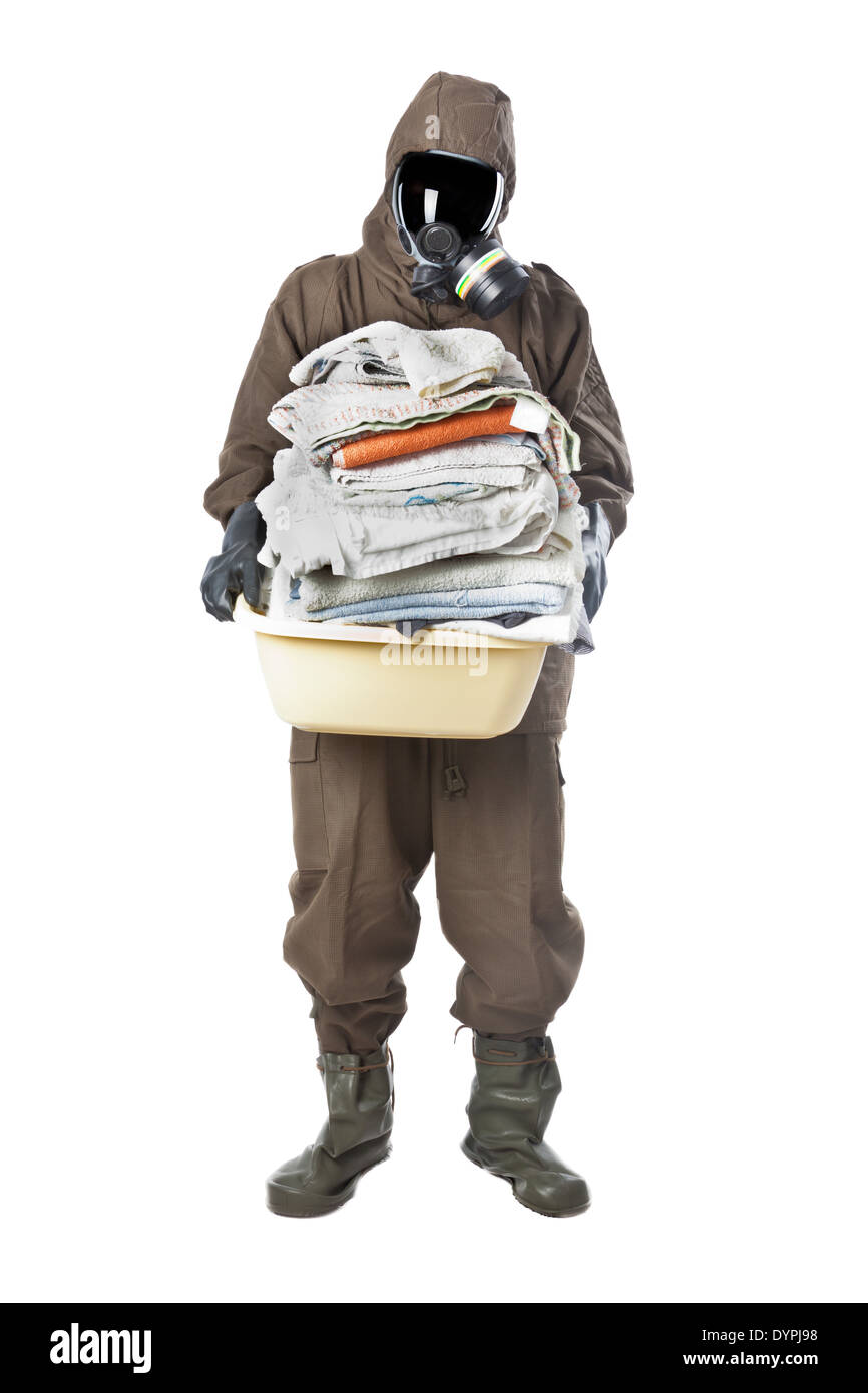 A man wearing an NBC Suit (Nuclear - Biological - Chemical) Stock Photo