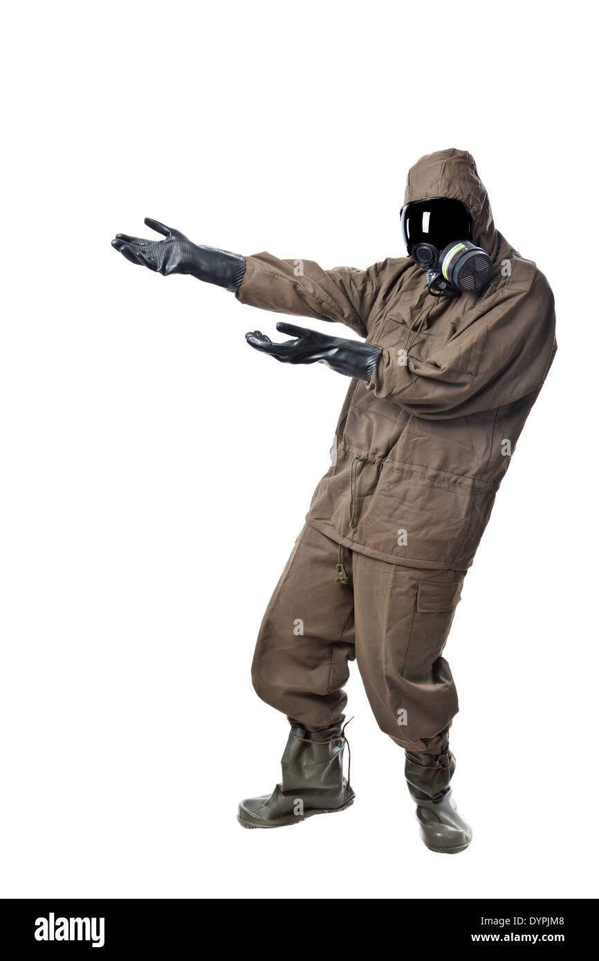 A man wearing an NBC Suit (Nuclear - Biological - Chemical) Stock Photo