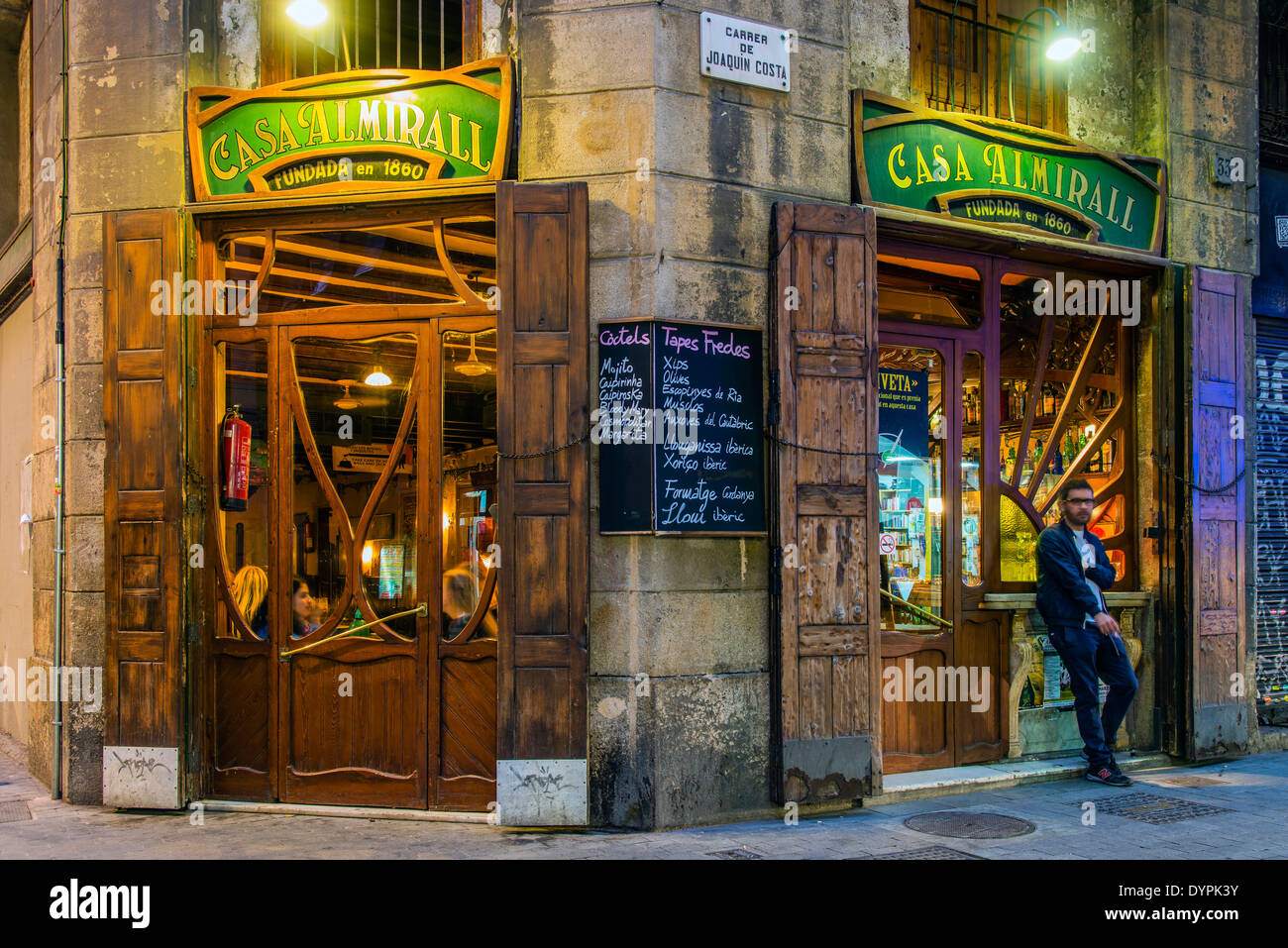 Casa Almirall, a historical bar in Raval district, Barcelona, Catalonia, Spain Stock Photo