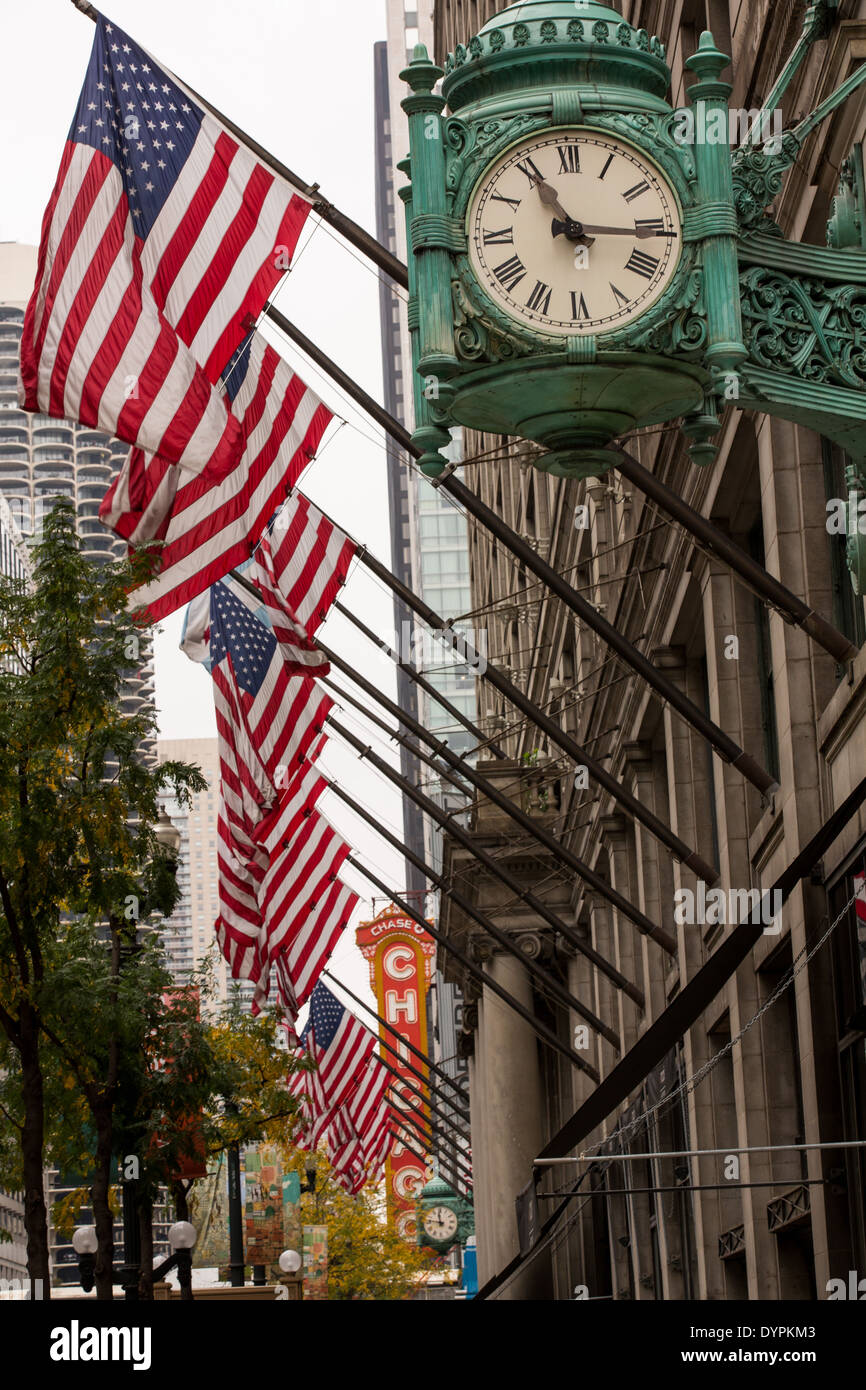 Marshall Fields clock on State Street in Chicago, Illinois Stock Photo
