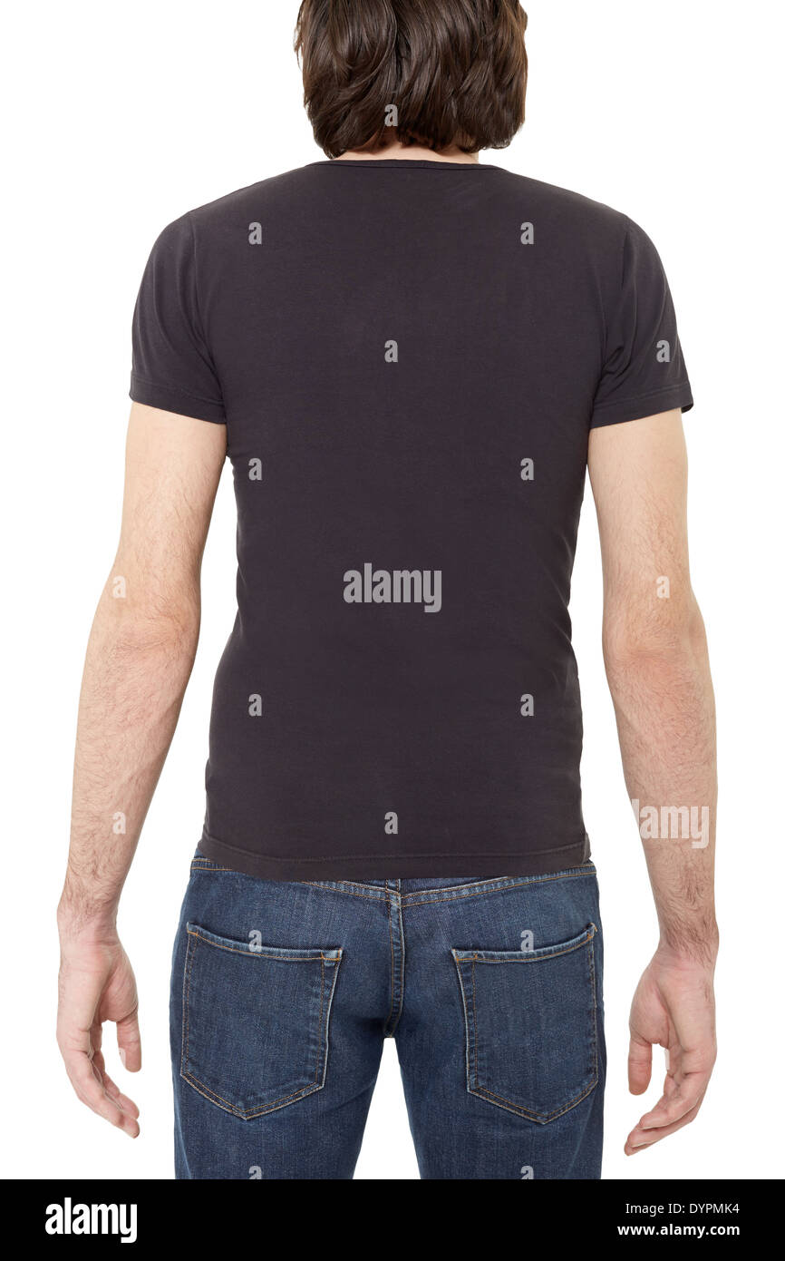 Man wearing black t-shirt Stock Photo