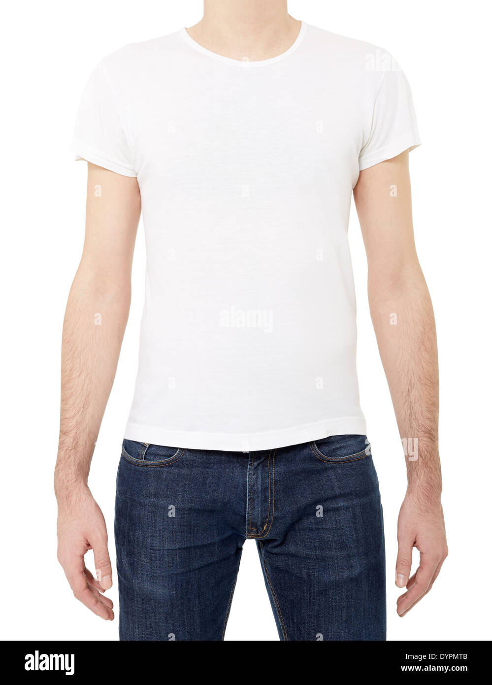 Man wearing white t-shirt Stock Photo