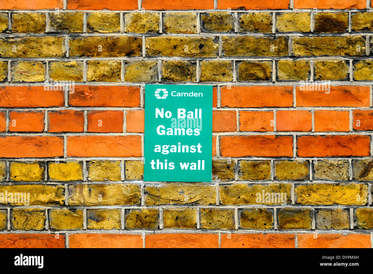 London, England, UK. 'No Ball Games against this wall' sign in Macklin Street, Camden Stock Photo