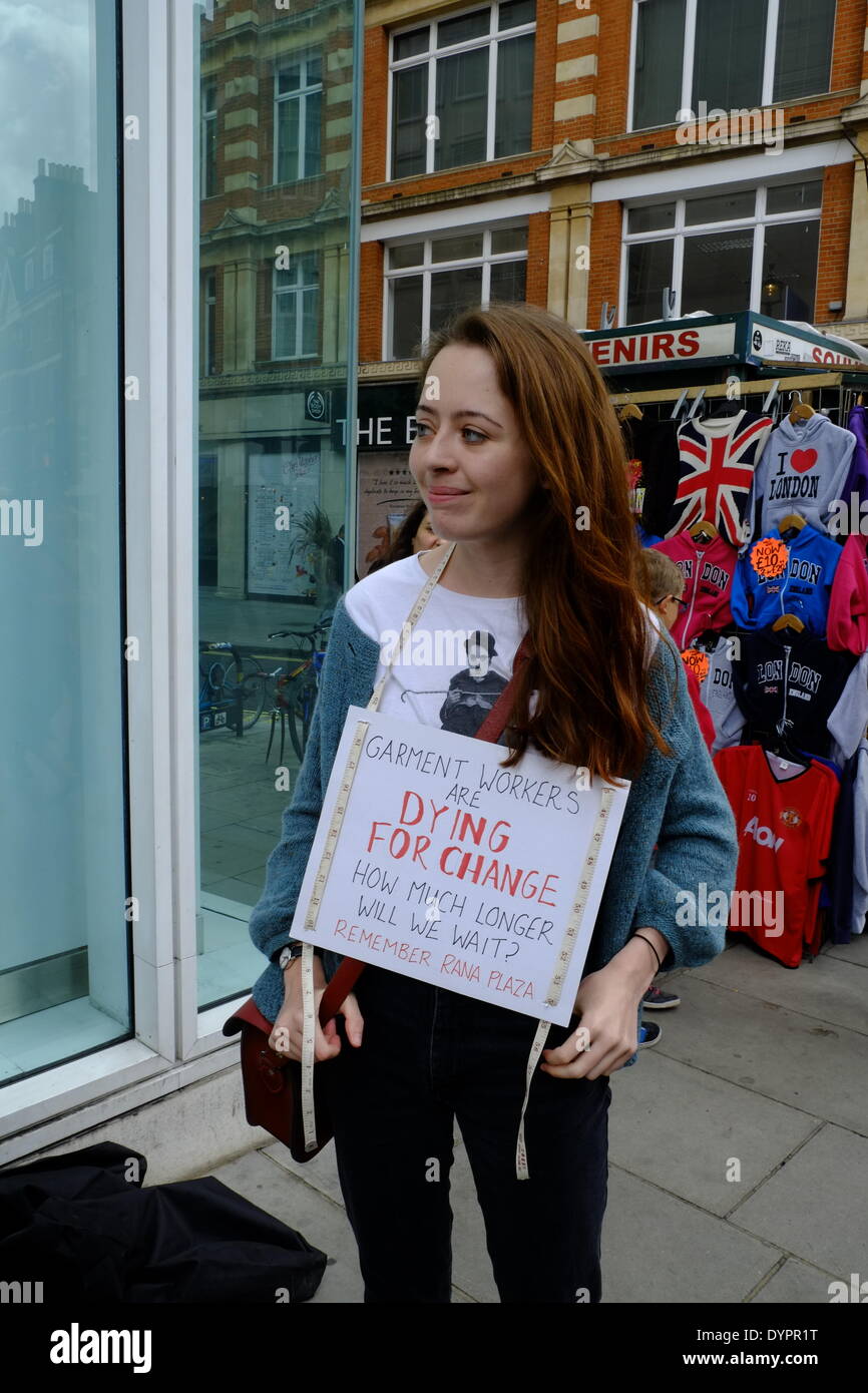 London, UK. 24th Apr, 2014. Protest on London's Oxford street marking