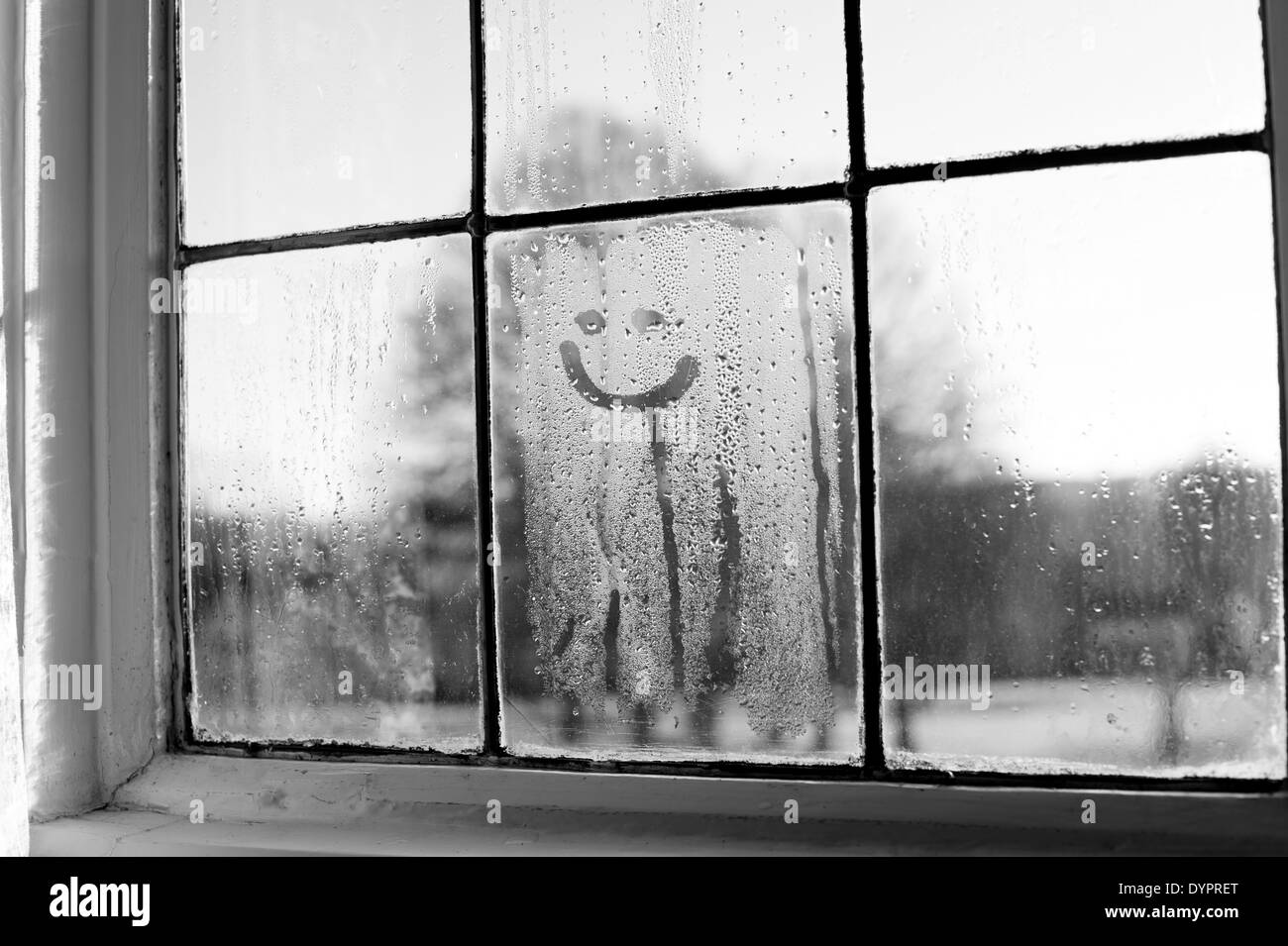 Smiley face on a window Stock Photo