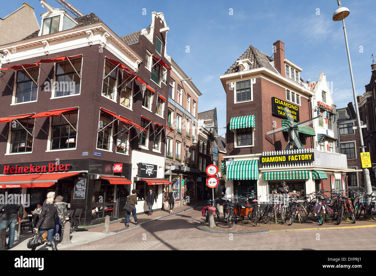 Amsterdam street view with diamond factory Stock Photo