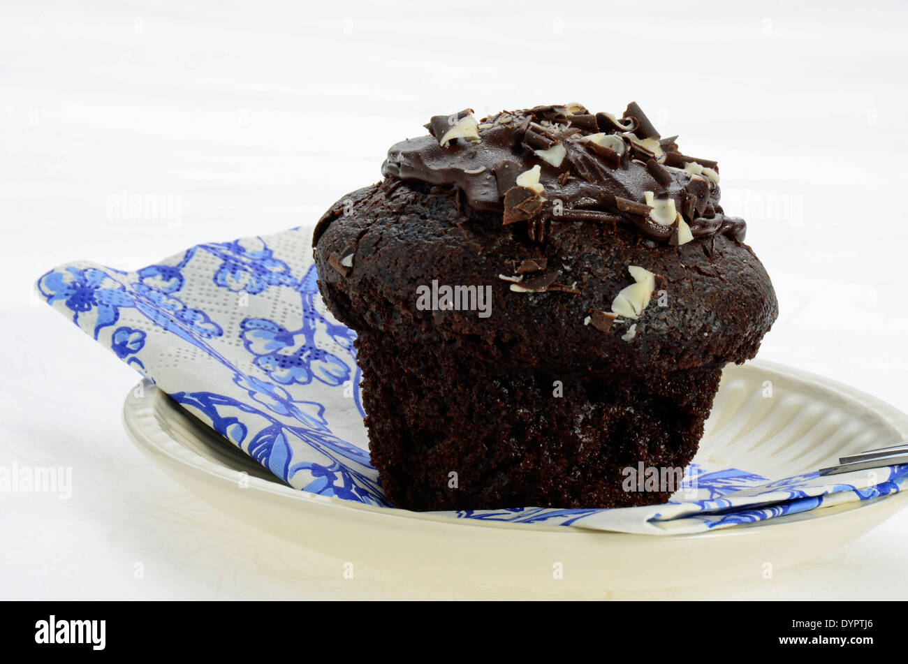 sweet choco muffin on a plate Stock Photo