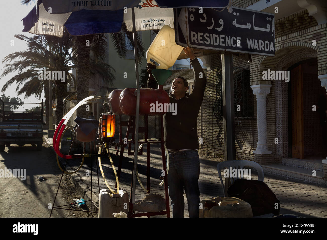 filling station petrol in the street of Tozeur Stock Photo