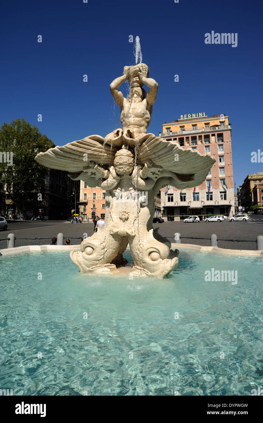 italy, rome, piazza barberini, bernini triton fountain Stock Photo