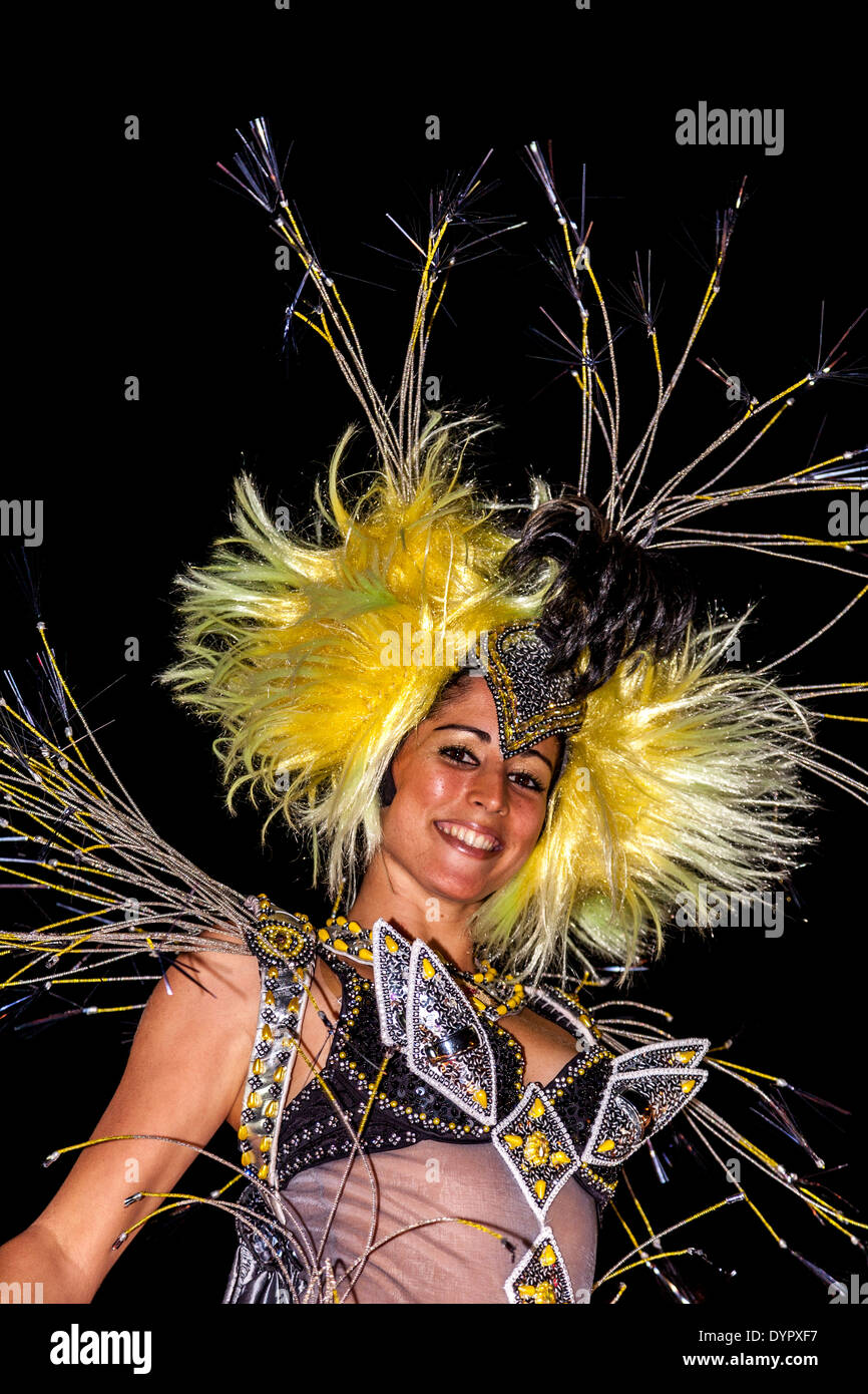 Beautiful Girl In Costume, Playa Del Carmen Carnival, Quintana Roo, Mexico Stock Photo