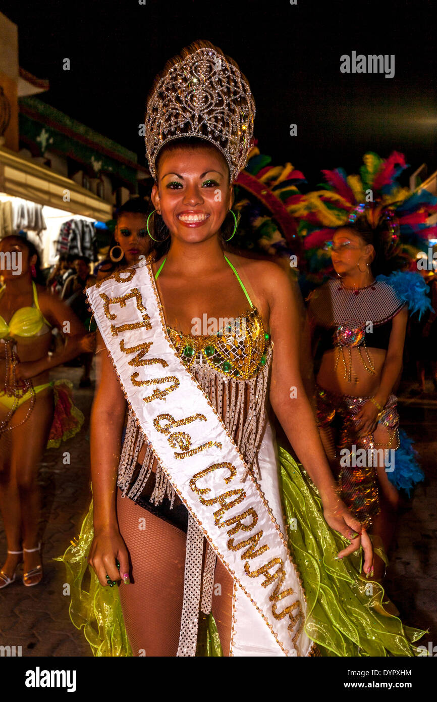 Reina del Carnaval (The Carnival Queen), Playa Del Carmen Carnival, Quintana Roo, Mexico Stock Photo