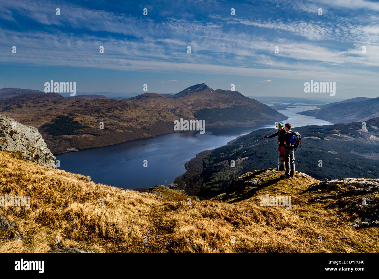 Ben Vane with views overlooking Loch Lomond and Ben Lomond, Scottish Highlands, UK Stock Photo