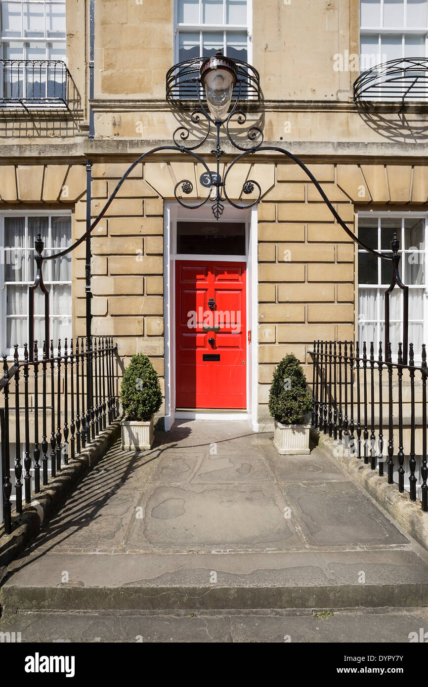 Front door of a Georgian town house on Great Pulteney Street,Bath, UK. Stock Photo