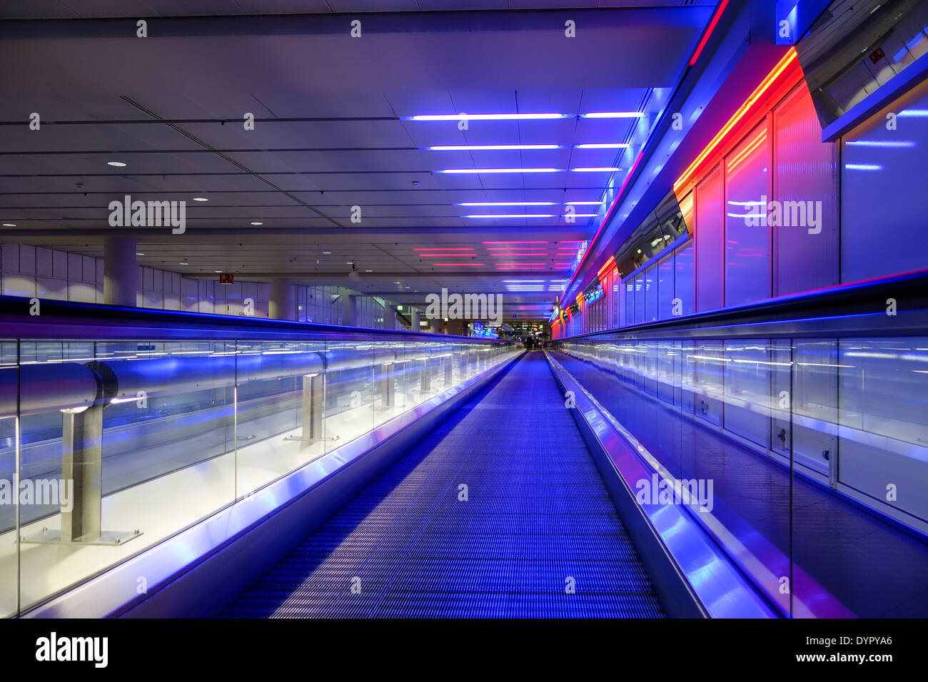 Moving walkway at Terminal 1, Munich Airport, Bavaria, Germany, Europe Stock Photo