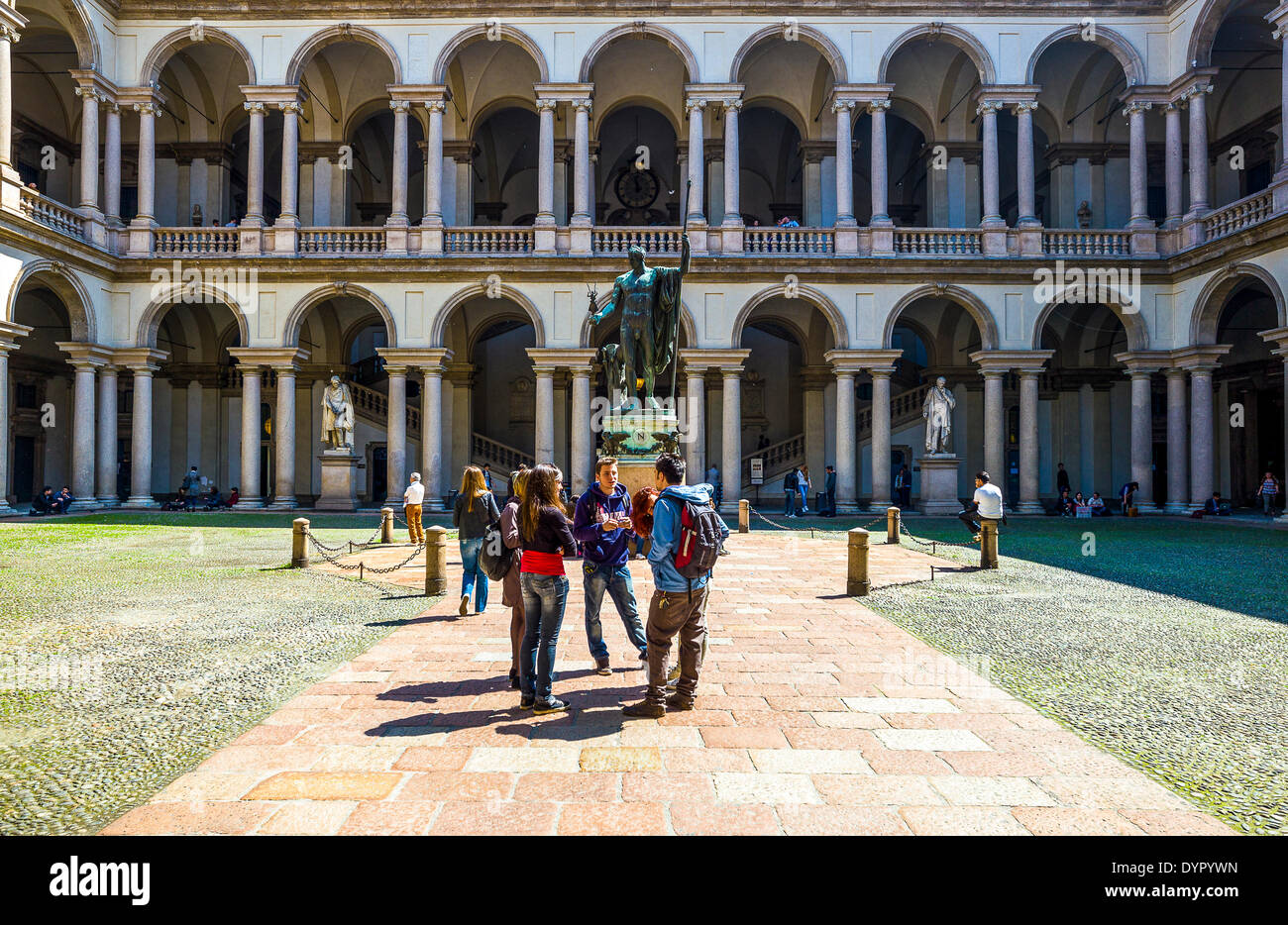 Milan, Italy. 23rd Apr, 2014. students in the Pinacoteca of Brera courtyard Credit:  Realy Easy Star/Alamy Live News Stock Photo