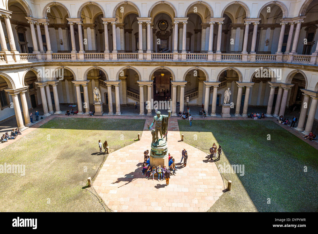Milan, Italy. 23rd Apr, 2014. students in the Pinacoteca of Brera courtyard Credit:  Realy Easy Star/Alamy Live News Stock Photo