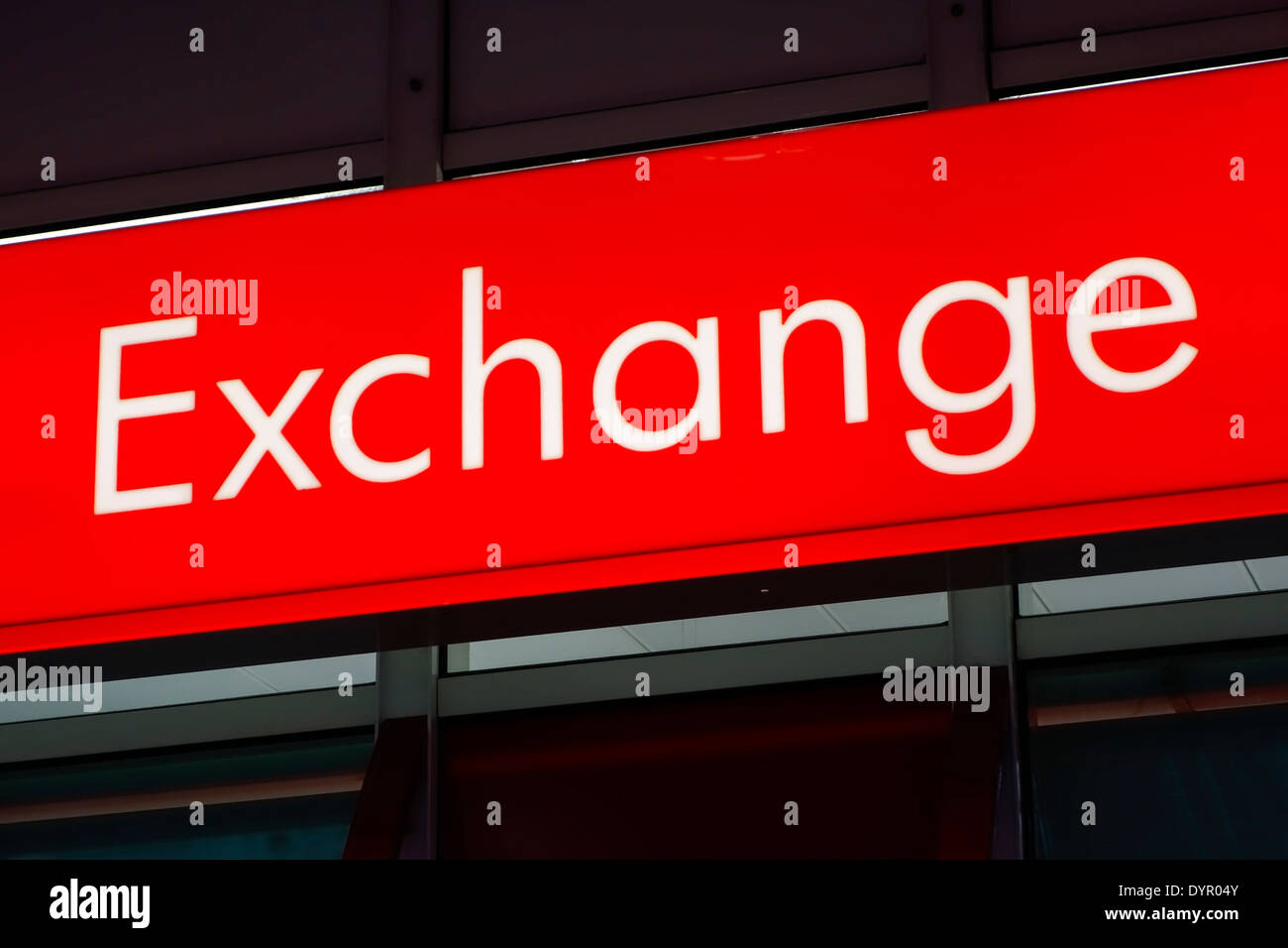 Sign Exchange in the Munich Airport, Bavaria, Germany Stock Photo