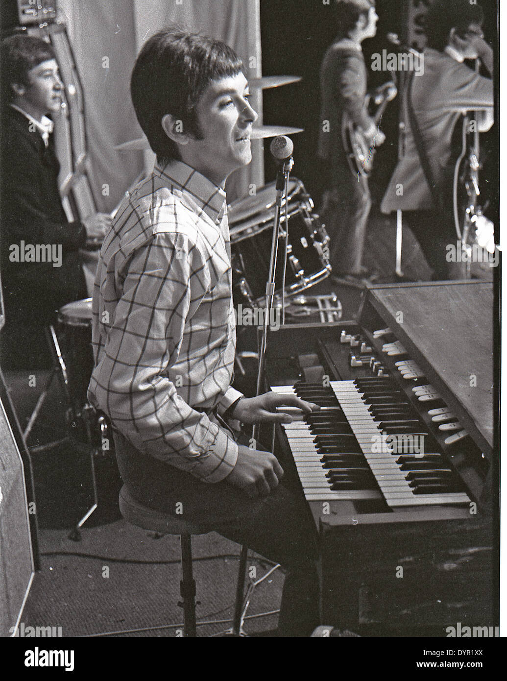 SMALL FACES pop group at Windsor Jazz & Blues Festival, England, 11 August 1967. Kenny Jones at left, Ian McLagan on keyboards Stock Photo