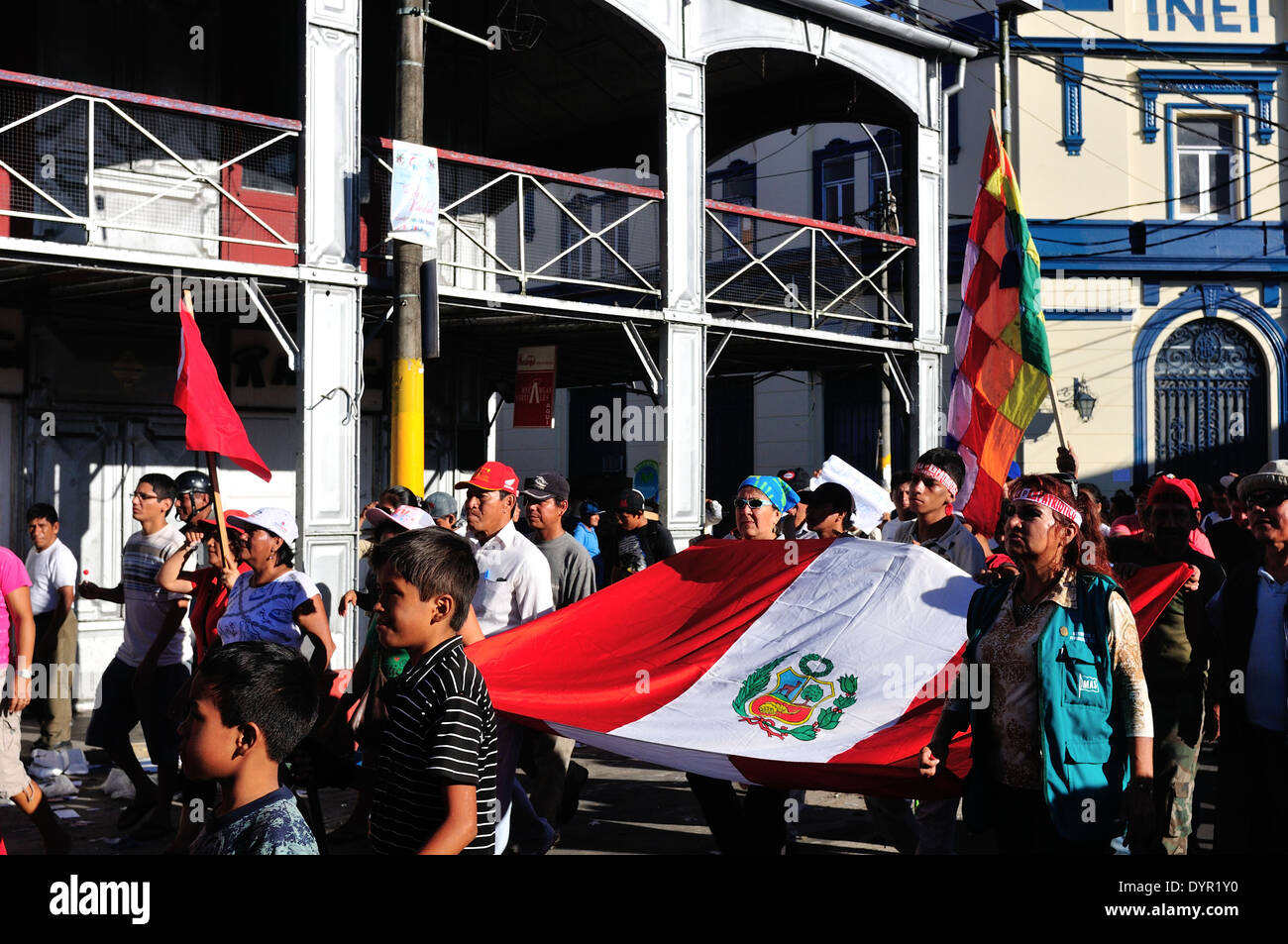 National Strike - Plaza de Armas in IQUITOS . Department of Loreto .PERU Stock Photo