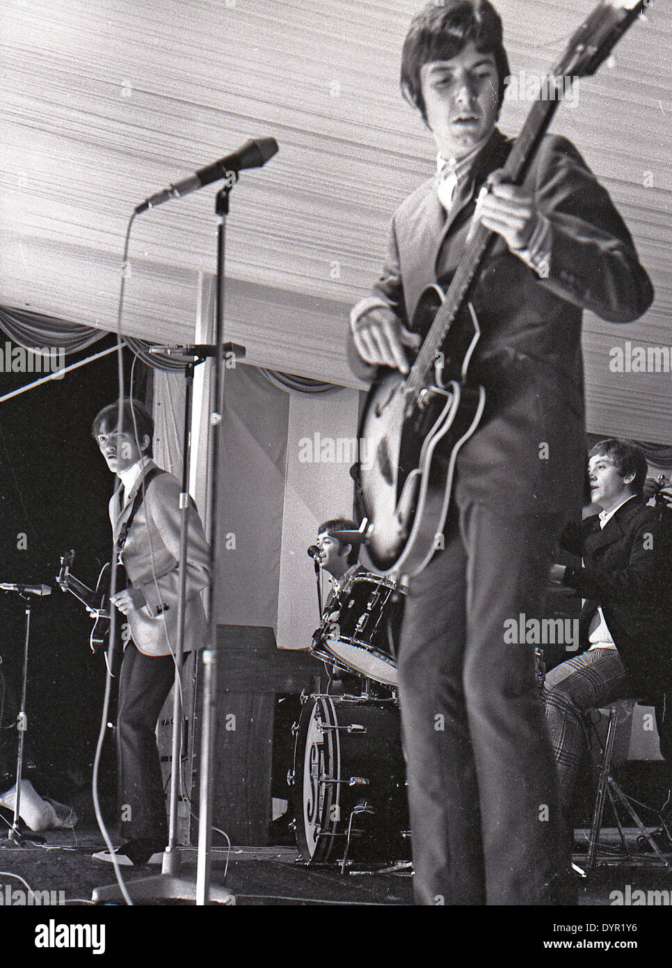 SMALL FACES pop group at Windsor Jazz & Blues Festival, England, 11 August 1967. From left: Marriott, McLagan, Lane, Jones Stock Photo