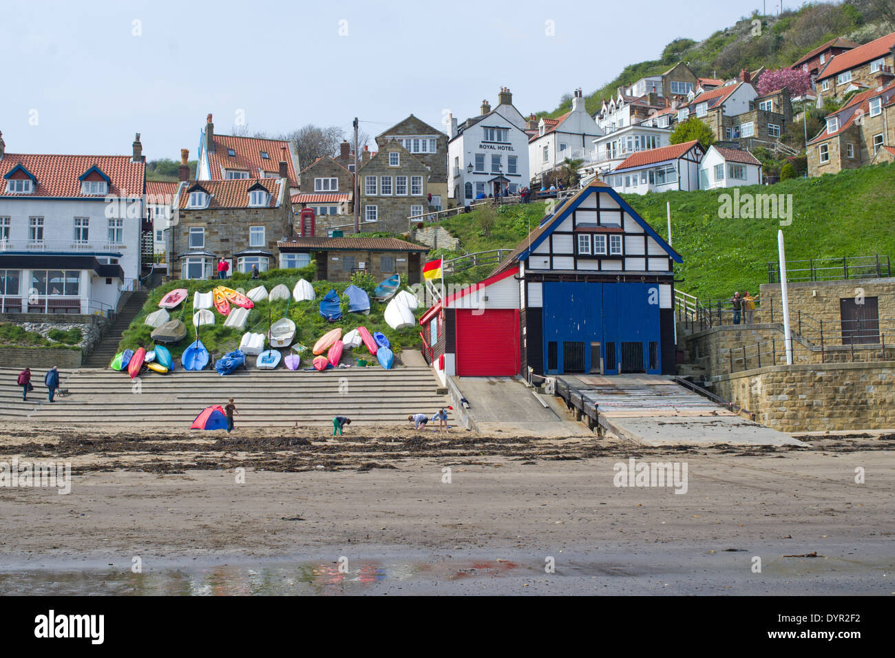 Runswick Bay near Whitby a traditional small fishing village with old