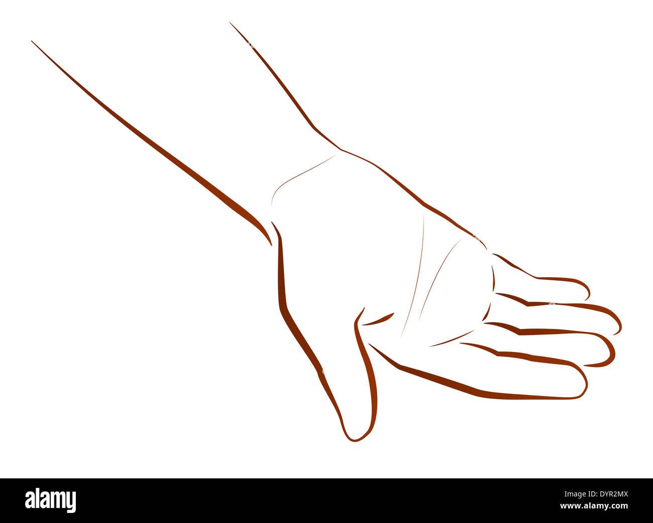 Outline illustration of a hand that is begging. Stock Photo