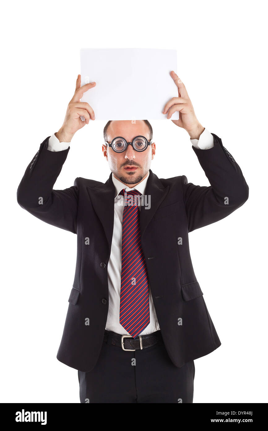 A businessman wearing thick, circle glasses Stock Photo